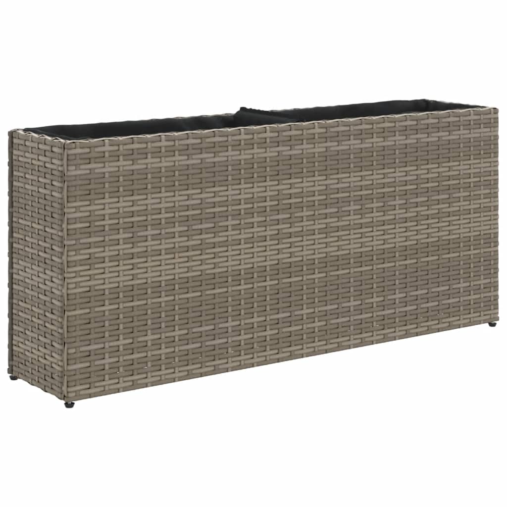 Vidaxl plantenbak met 2 potten 90x20x40 cm poly rattan grijs