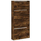 VidaXL Schoenenkast met 4 klaplades 80x21x163,5 cm gerookt eikenkleur