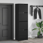VidaXL Schoenenkast met 4 klaplades 60x42x204 cm zwart