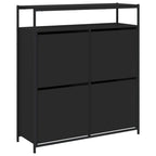 VidaXL Schoenenkast met 4 klaplades 100x34x112 cm zwart