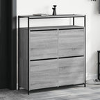 VidaXL Schoenenkast met 4 klaplades 100x34x112 cm grijs sonoma eiken