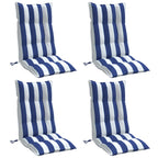 Vidaxl stoelkussens 4 st hoge rug gestreept oxford stof wit en blauw