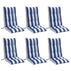 Vidaxl stoelkussens 6 st hoge rug gestreept stof oxford wit en blauw