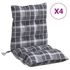 Vidaxl stoelkussens 4 st lage rug ruitpatroon oxford stof grijs