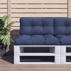 Vidaxl palletkussenset 70x40x12 cm stof marineblauw