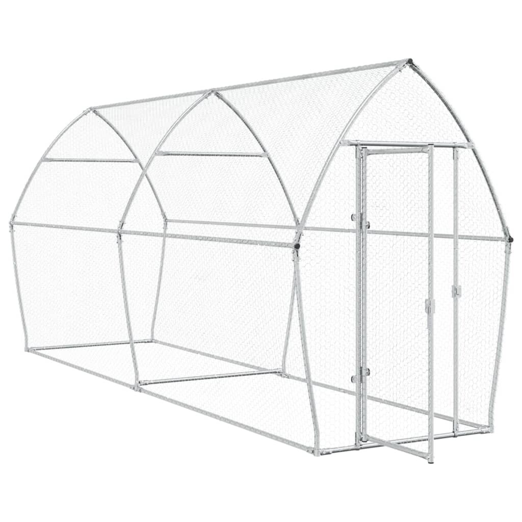 Vidaxl kippenhok 400x105x182 cm gegalvaniseerd staal zilverkleurig
