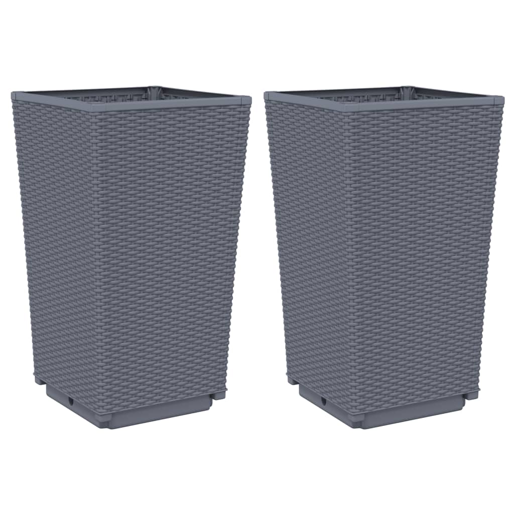 Vidaxl plantenbakken 2 st 32,5x32,5x57 cm polypropeen blauwgrijs