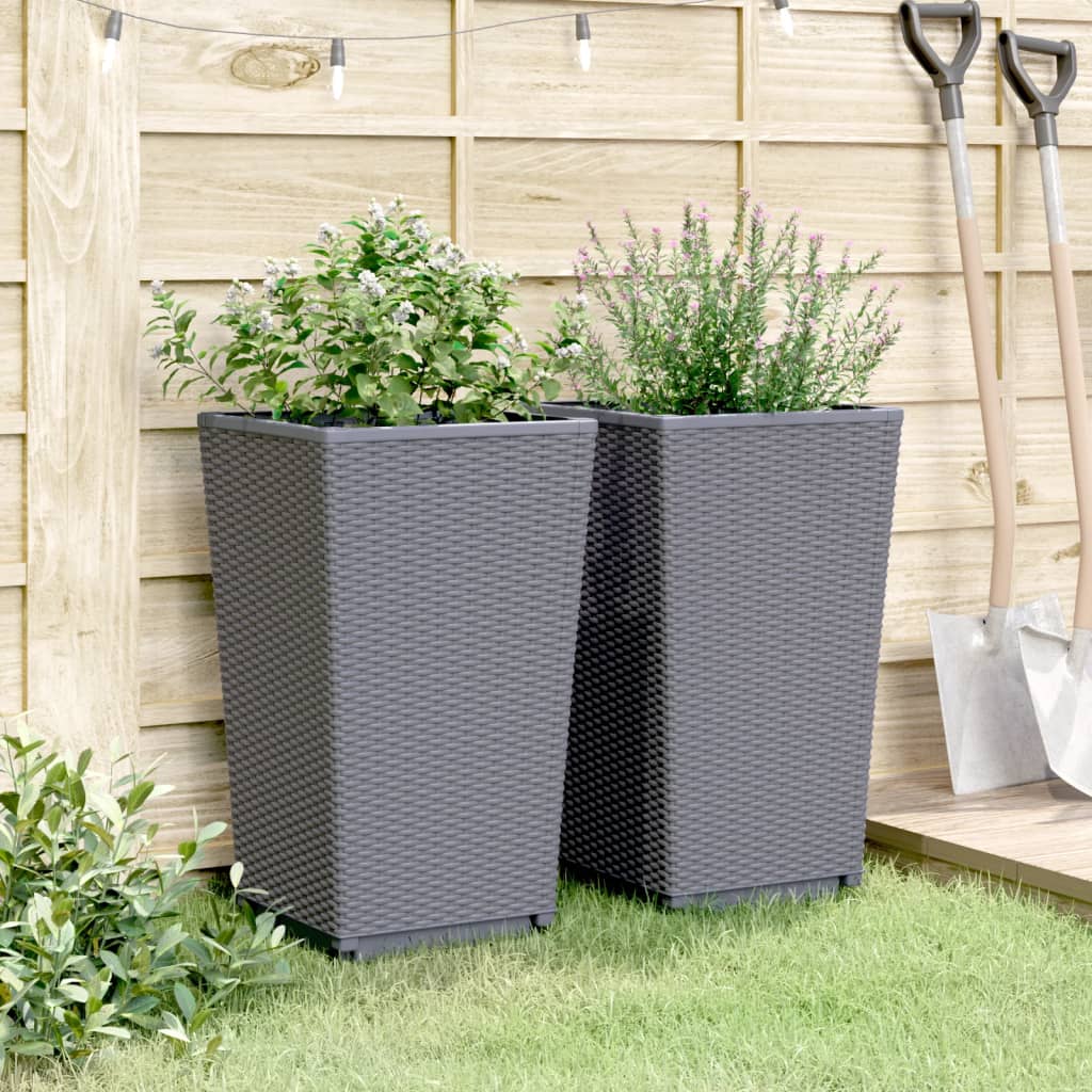 Vidaxl plantenbakken 2 st 32,5x32,5x57 cm polypropeen blauwgrijs