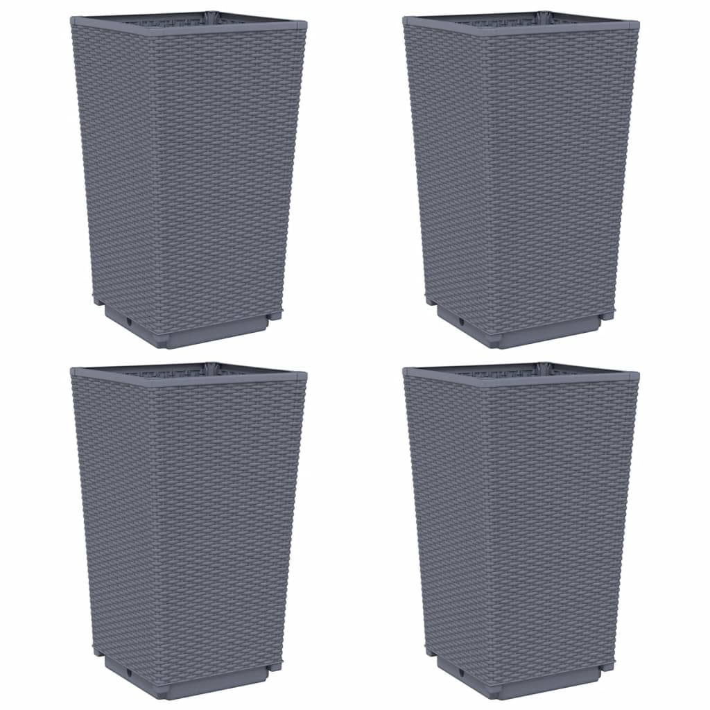 Vidaxl plantenbakken 4 st 32,5x32,5x57 cm polypropeen blauwgrijs