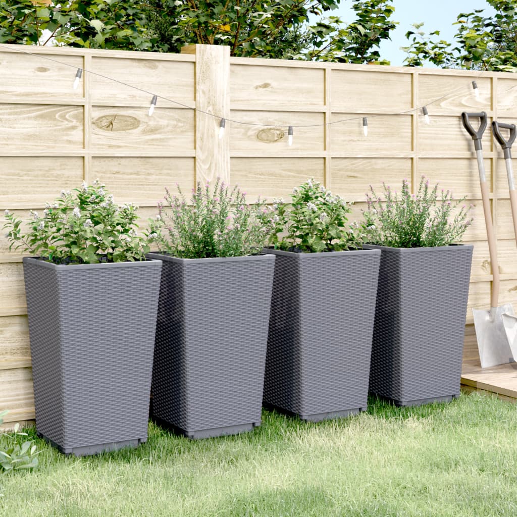 Vidaxl plantenbakken 4 st 32,5x32,5x57 cm polypropeen blauwgrijs