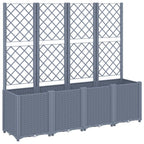Vidaxl plantenbak met latwerk 160x40x140 cm polypropeen blauwgrijs