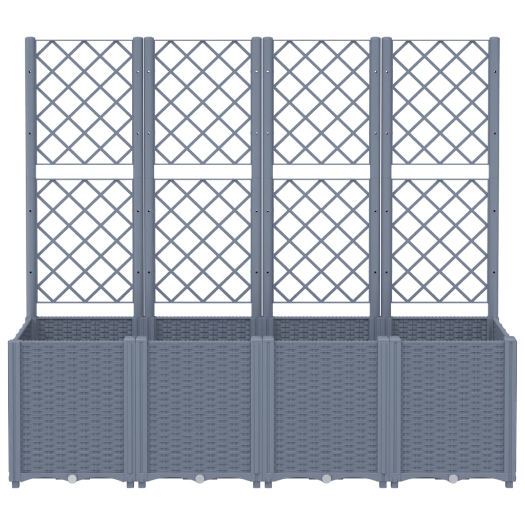Vidaxl plantenbak met latwerk 160x40x140 cm polypropeen blauwgrijs