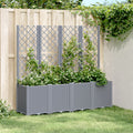 Vidaxl plantenbak met latwerk 160x40x140 cm polypropeen blauwgrijs