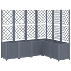 Vidaxl plantenbak met latwerk 160x120x140 cm polypropeen blauwgrijs