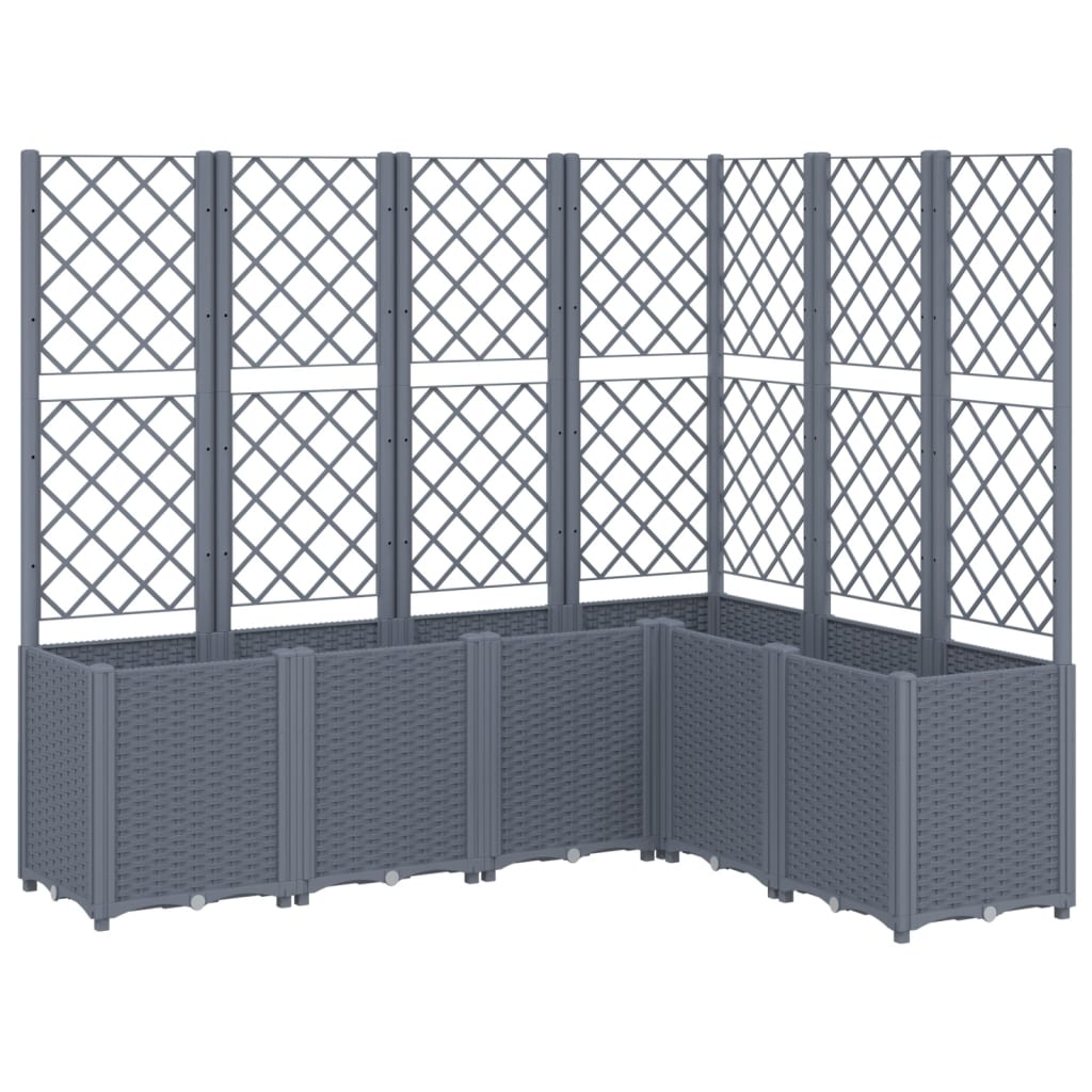 Vidaxl plantenbak met latwerk 160x120x140 cm polypropeen blauwgrijs