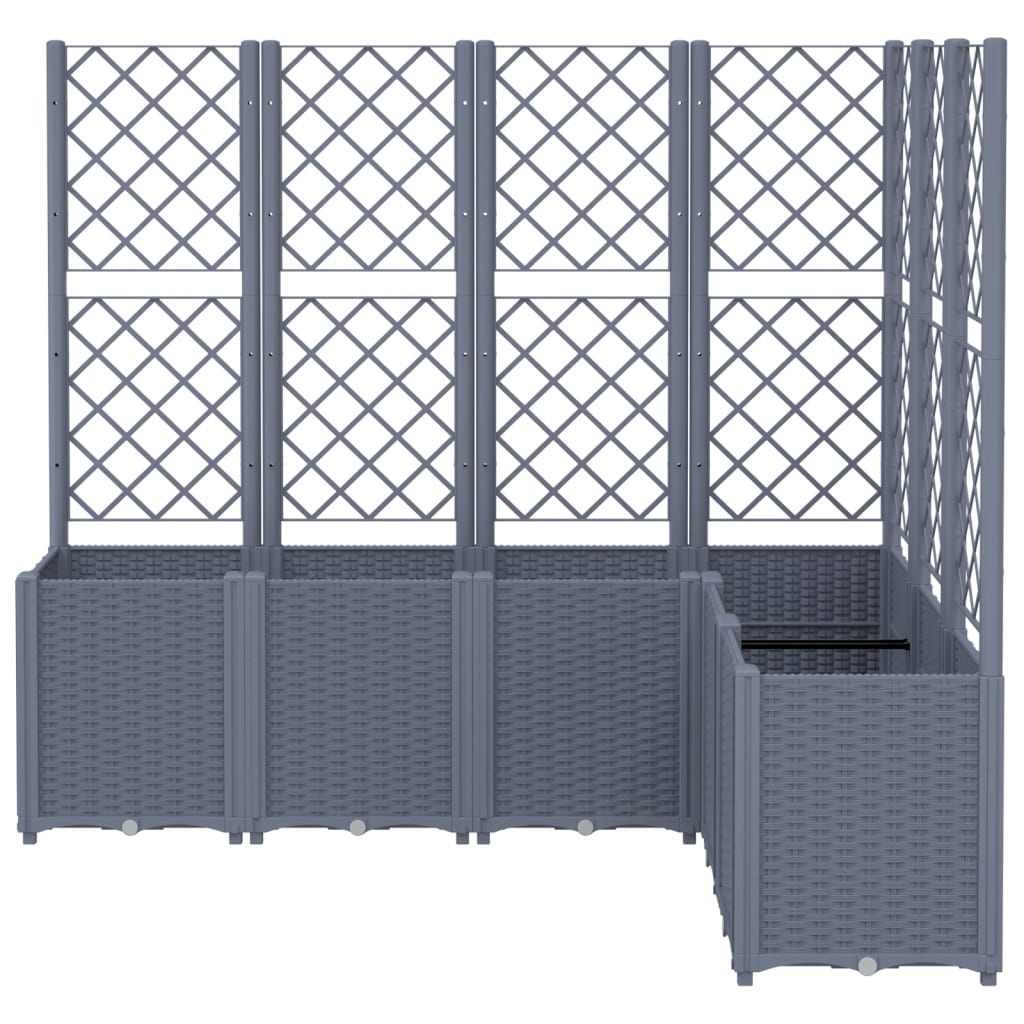 Vidaxl plantenbak met latwerk 160x120x140 cm polypropeen blauwgrijs