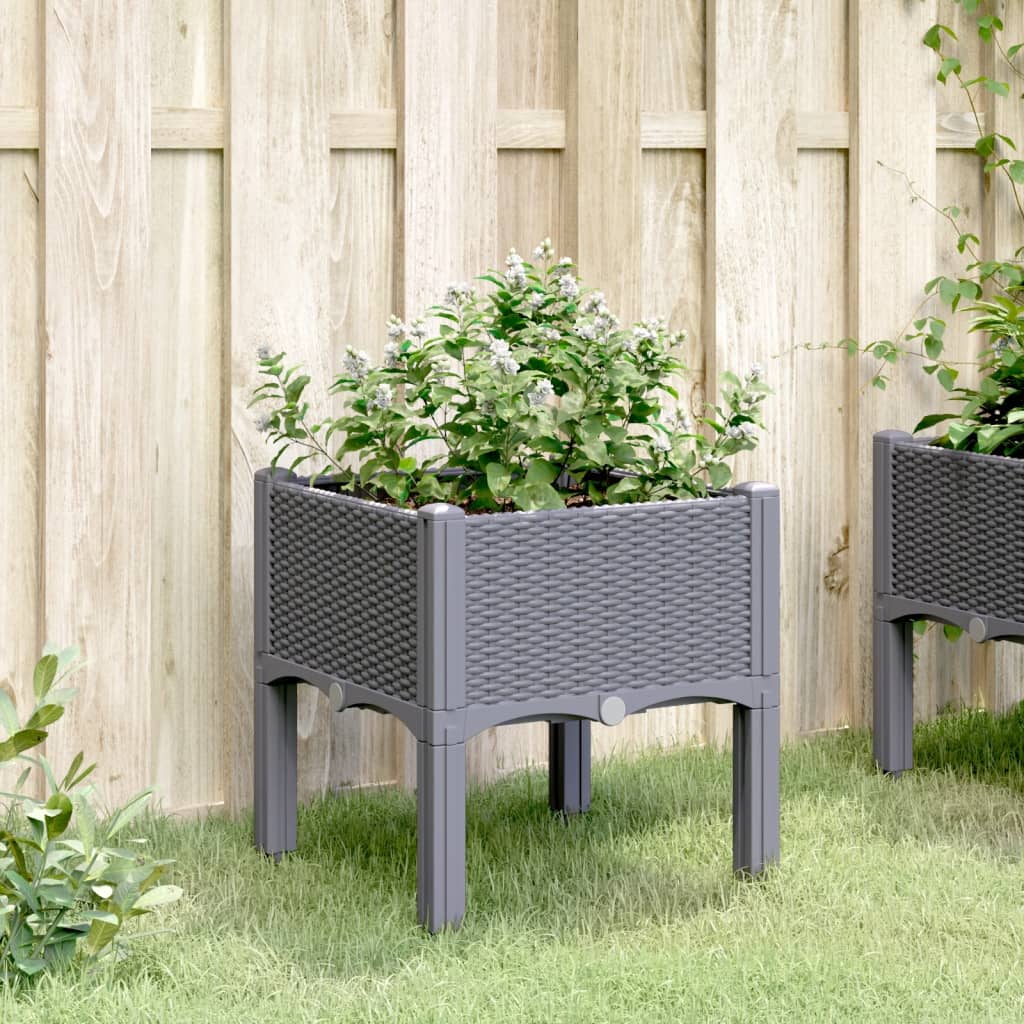 Vidaxl plantenbak met poten 40x40x42 cm polypropeen blauwgrijs