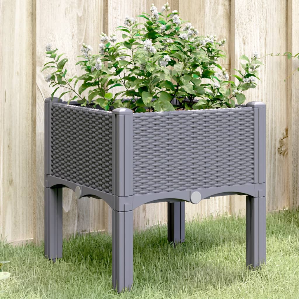 Vidaxl plantenbak met poten 40x40x42 cm polypropeen blauwgrijs
