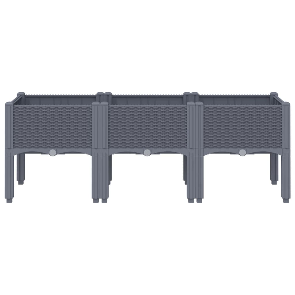 Vidaxl plantenbak met poten 120x40x42 cm polypropeen blauwgrijs