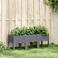 Vidaxl plantenbak met poten 120x40x42 cm polypropeen blauwgrijs