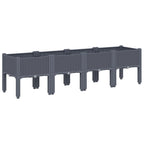 Vidaxl plantenbak met poten 160x40x42 cm polypropeen blauwgrijs