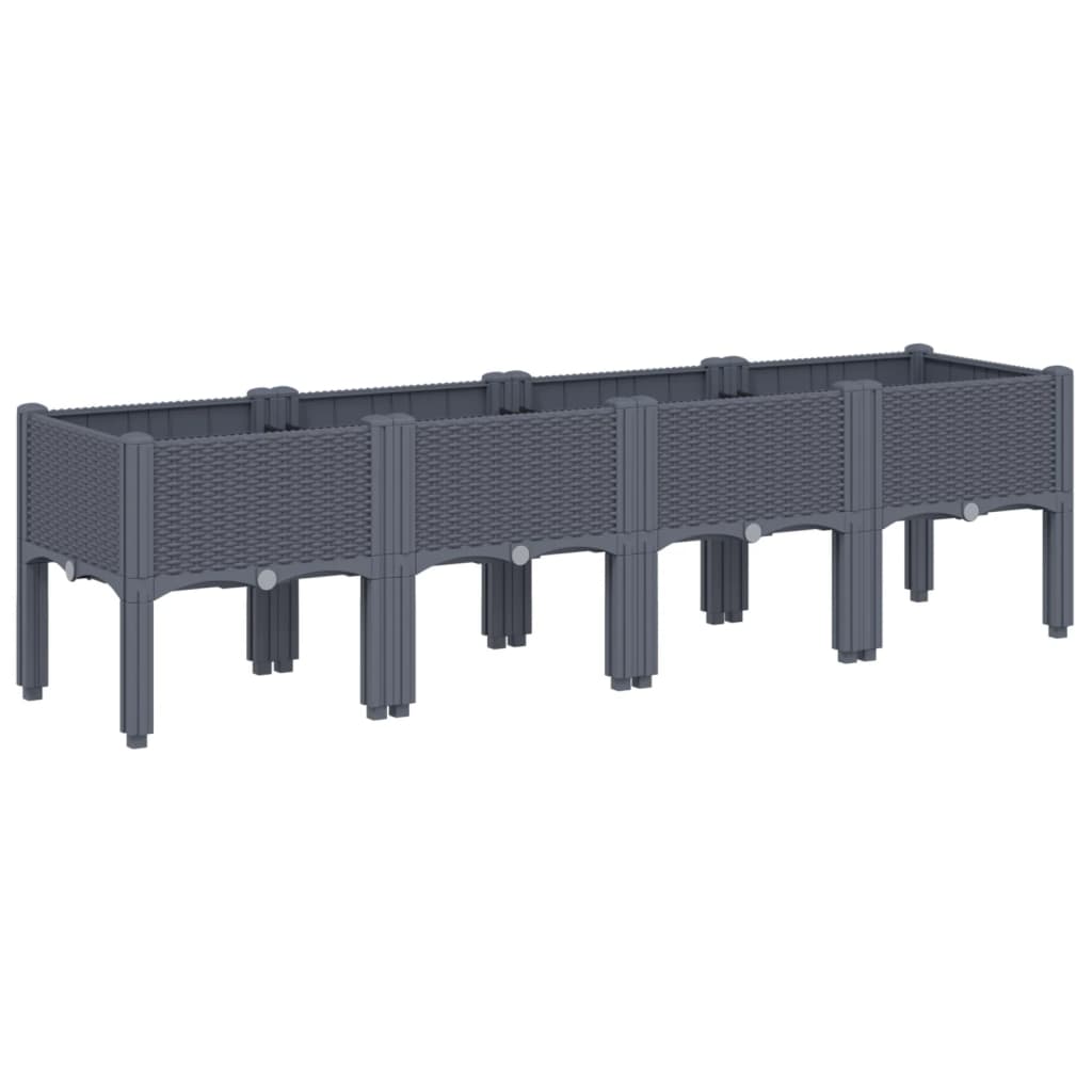 Vidaxl plantenbak met poten 160x40x42 cm polypropeen blauwgrijs