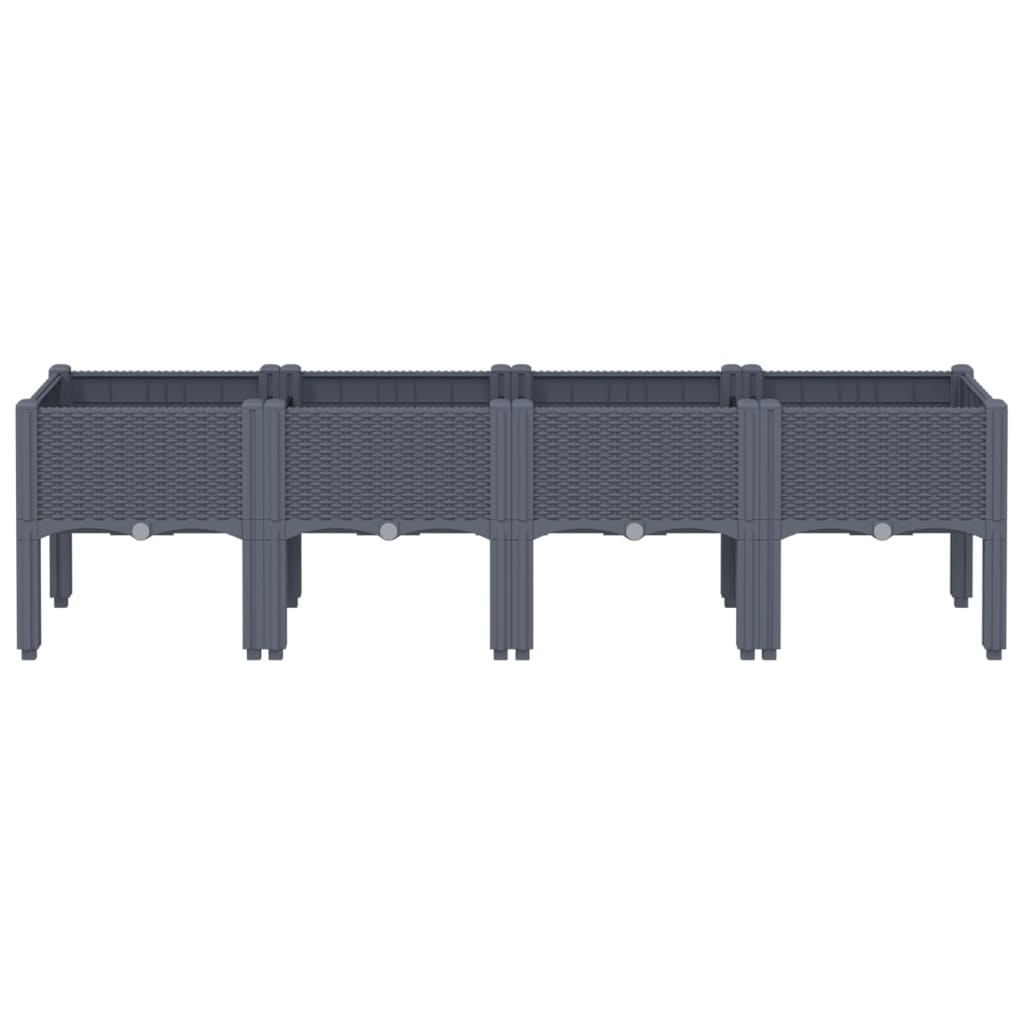 Vidaxl plantenbak met poten 160x40x42 cm polypropeen blauwgrijs