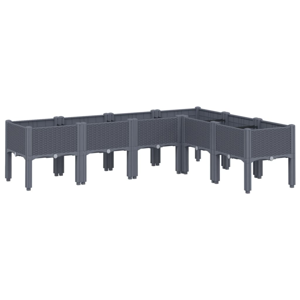 Vidaxl plantenbak met poten 160x120x42 cm polypropeen blauwgrijs