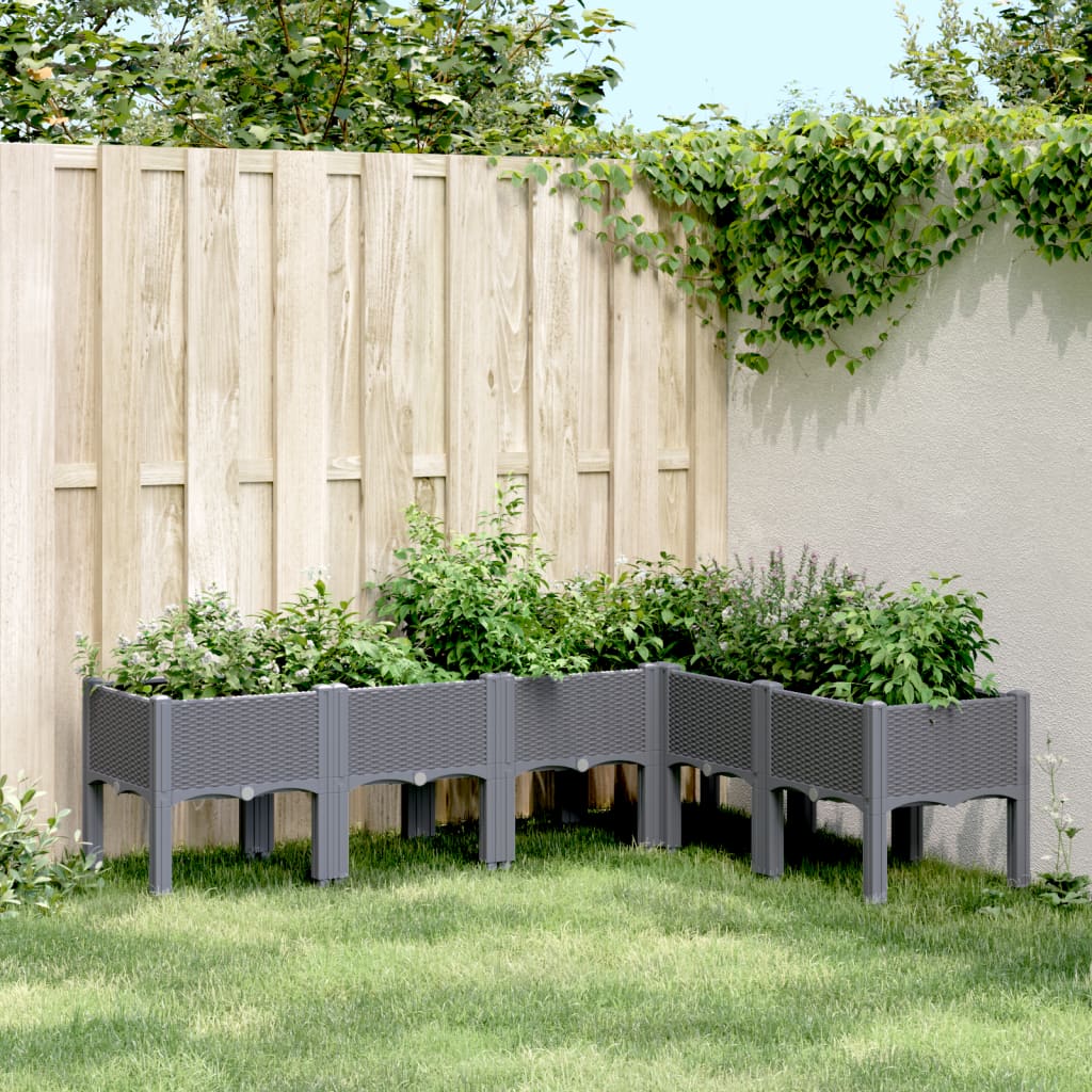 Vidaxl plantenbak met poten 160x120x42 cm polypropeen blauwgrijs