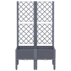 Vidaxl plantenbak met latwerk 80x40x142 cm polypropeen blauwgrijs