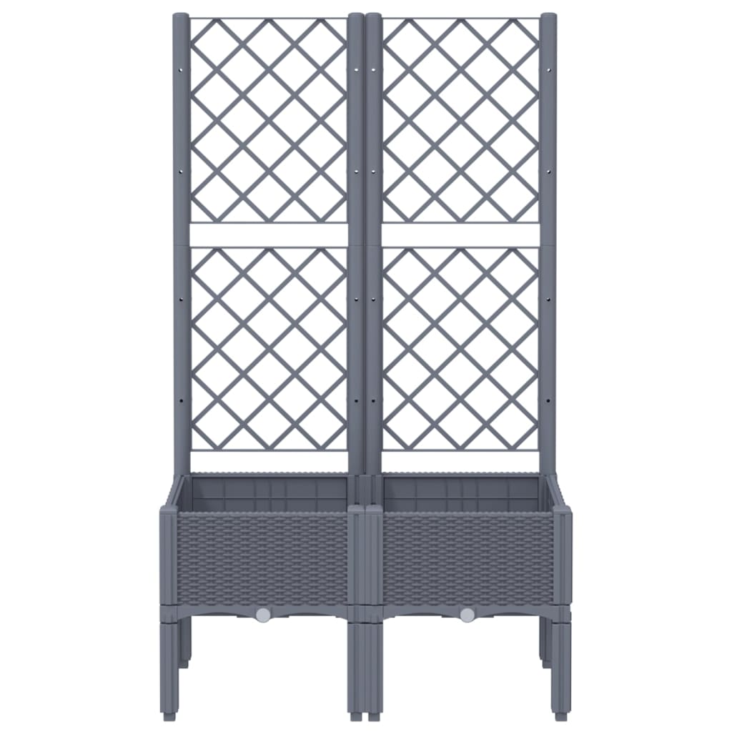 Vidaxl plantenbak met latwerk 80x40x142 cm polypropeen blauwgrijs