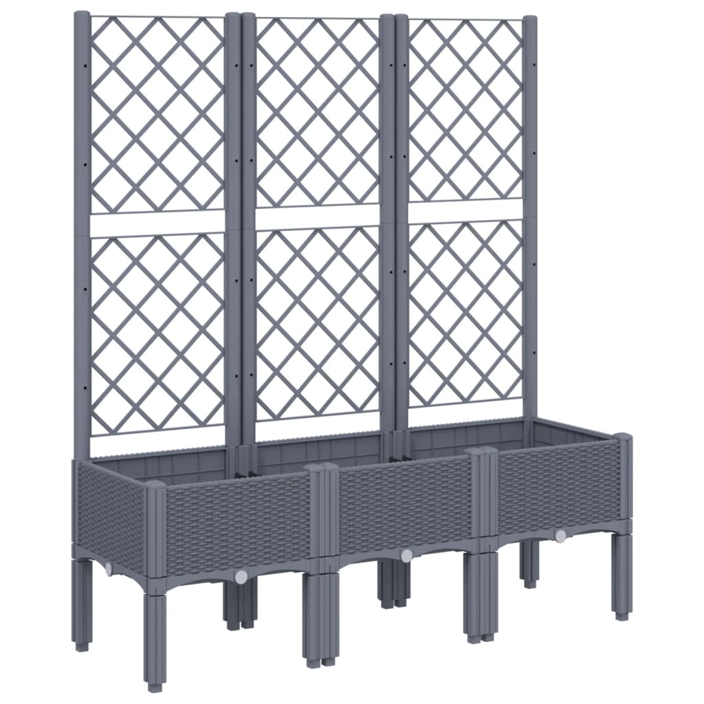 Vidaxl plantenbak met latwerk 120x40x142 cm polypropeen blauwgrijs