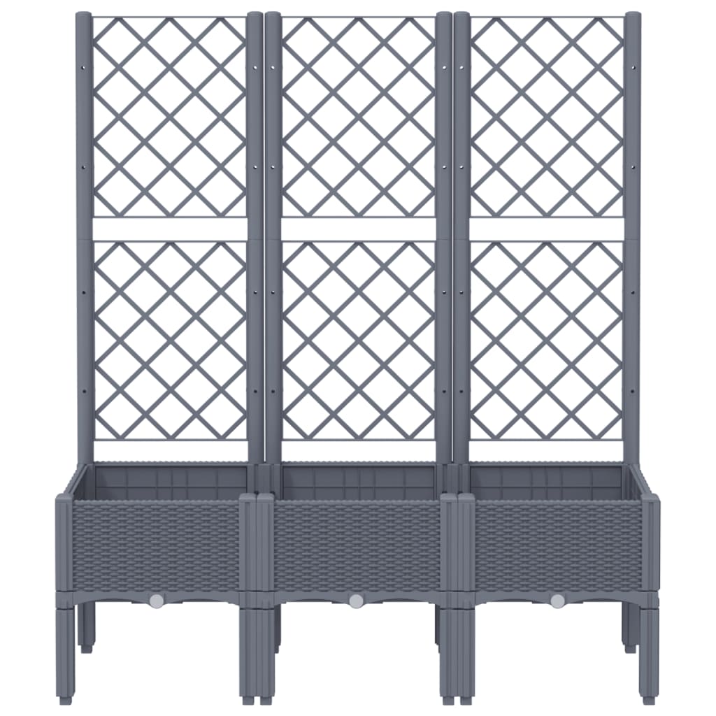 Vidaxl plantenbak met latwerk 120x40x142 cm polypropeen blauwgrijs