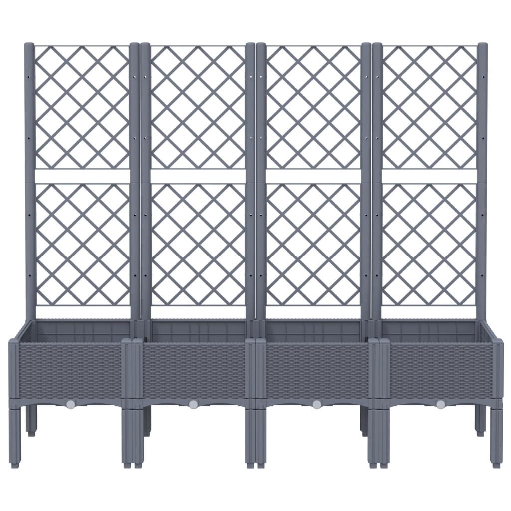 Vidaxl plantenbak met latwerk 160x40x142 cm polypropeen blauwgrijs