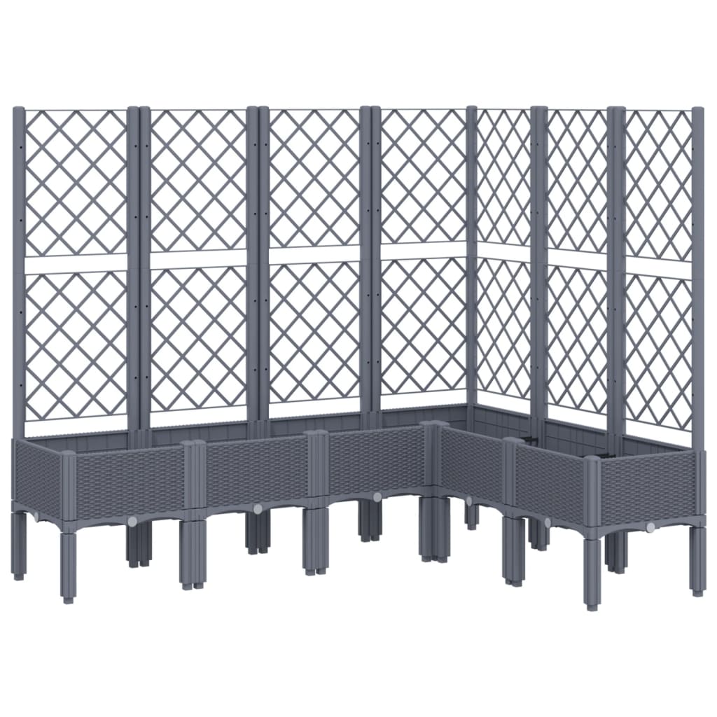 Vidaxl plantenbak met latwerk 160x120x142 cm polypropeen blauwgrijs