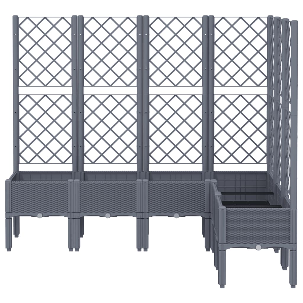 Vidaxl plantenbak met latwerk 160x120x142 cm polypropeen blauwgrijs