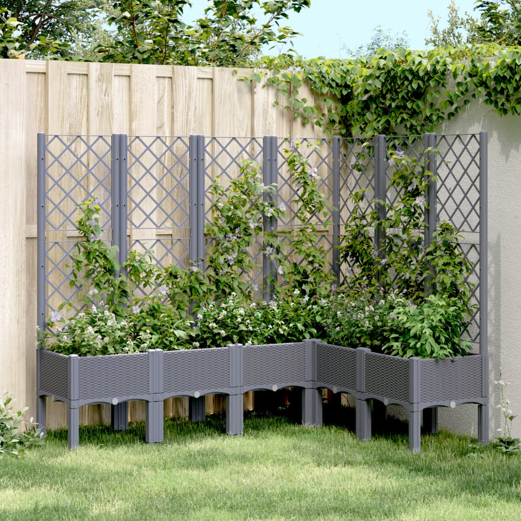 Vidaxl plantenbak met latwerk 160x120x142 cm polypropeen blauwgrijs