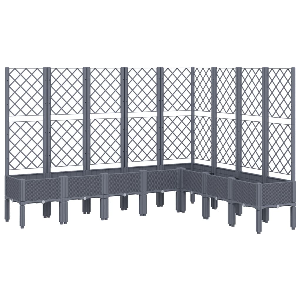 Vidaxl plantenbak met latwerk 200x160x142 cm polypropeen blauwgrijs