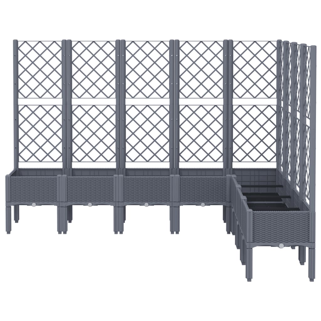 Vidaxl plantenbak met latwerk 200x160x142 cm polypropeen blauwgrijs