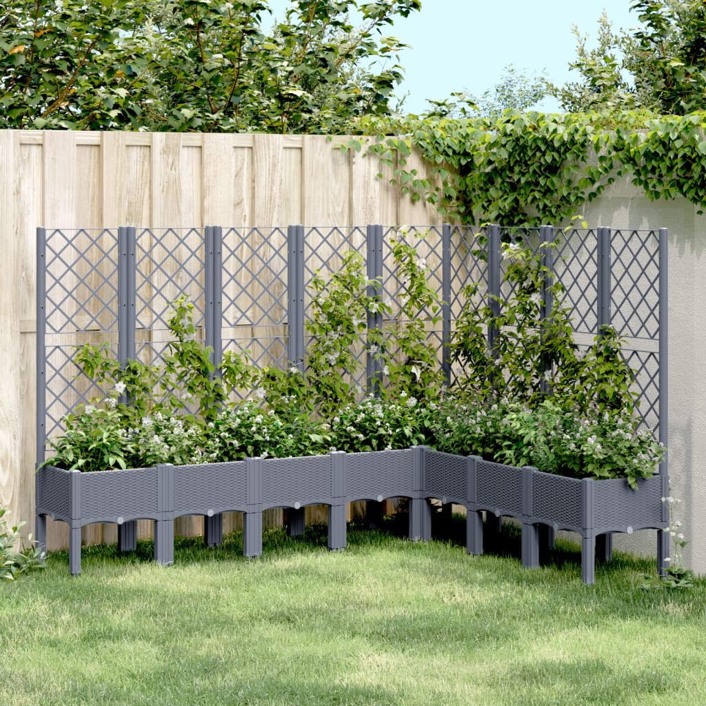 Vidaxl plantenbak met latwerk 200x160x142 cm polypropeen blauwgrijs