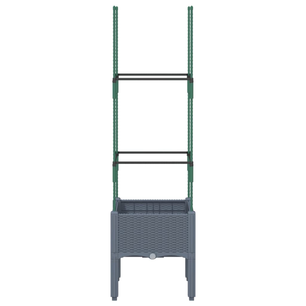 Vidaxl plantenbak met latwerk 40x40x142,5 cm polypropeen blauwgrijs