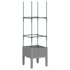 Vidaxl plantenbak met latwerk 40x40x142,5 cm polypropeen lichtgrijs