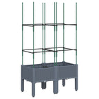 Vidaxl plantenbak met latwerk 80x40x142,5 cm polypropeen blauwgrijs