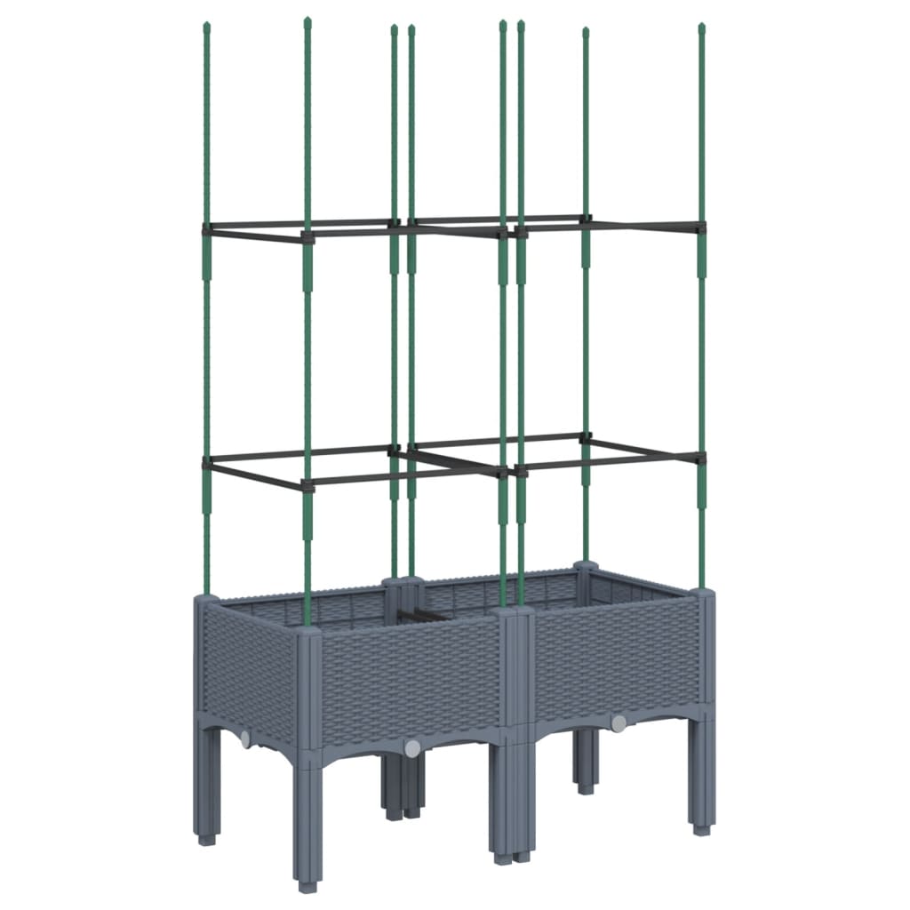 Vidaxl plantenbak met latwerk 80x40x142,5 cm polypropeen blauwgrijs