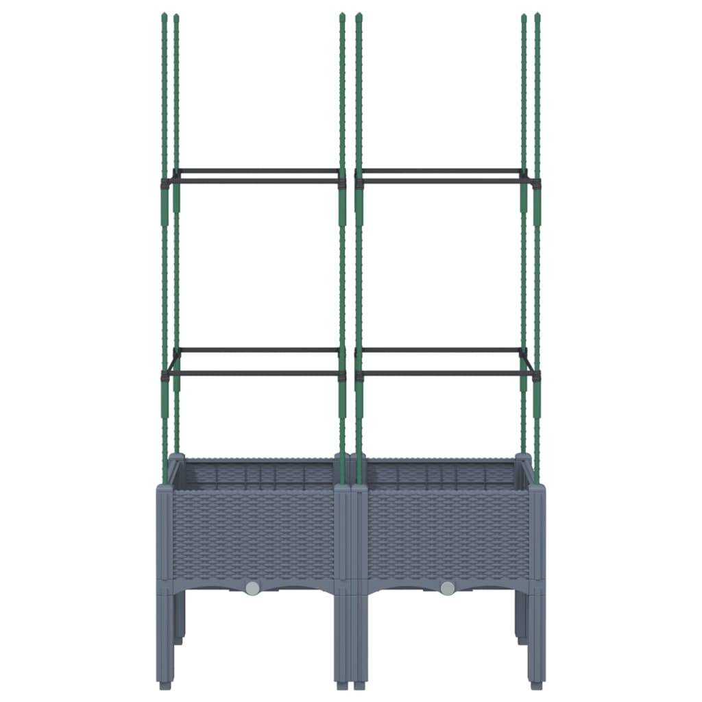 Vidaxl plantenbak met latwerk 80x40x142,5 cm polypropeen blauwgrijs