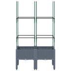 Vidaxl plantenbak met latwerk 80x40x142,5 cm polypropeen blauwgrijs