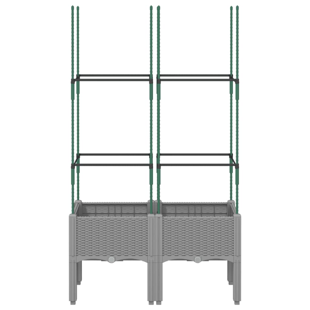 Vidaxl plantenbak met latwerk 80x40x142,5 cm polypropeen lichtgrijs