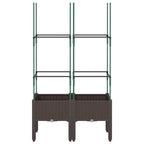 Vidaxl plantenbak met latwerk 80x40x142,5 cm polypropeen bruin