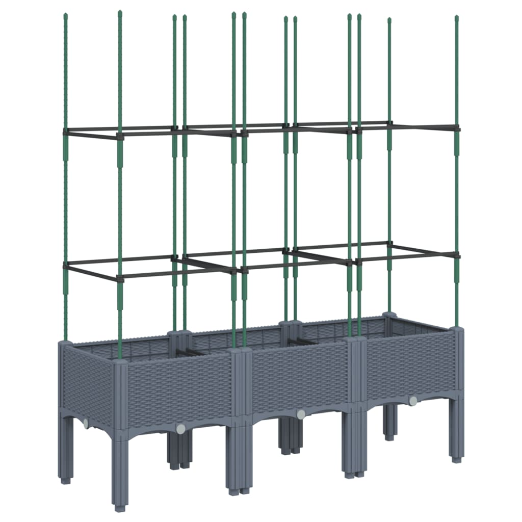 Vidaxl plantenbak met latwerk 120x40x142,5 cm polypropeen blauwgrijs