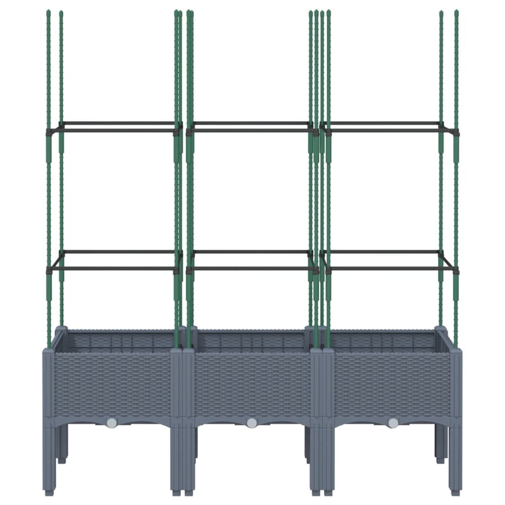 Vidaxl plantenbak met latwerk 120x40x142,5 cm polypropeen blauwgrijs